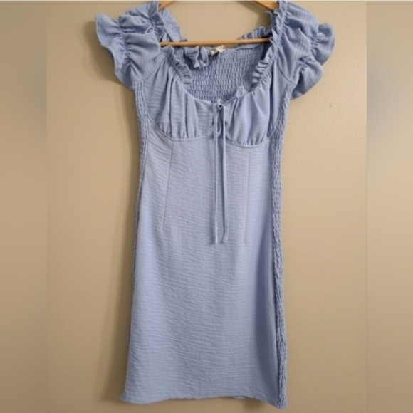 Love Tree Blue Ruffle Milkmaid Mini Dress - Picture 4 of 5